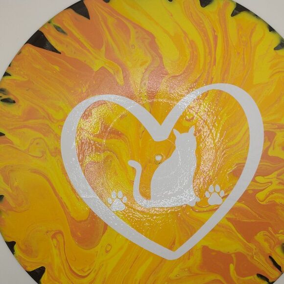 Hand Crafted Colorful Cat Fluid Art Painting On 12" Vinyl Record - Picture 6 of 9